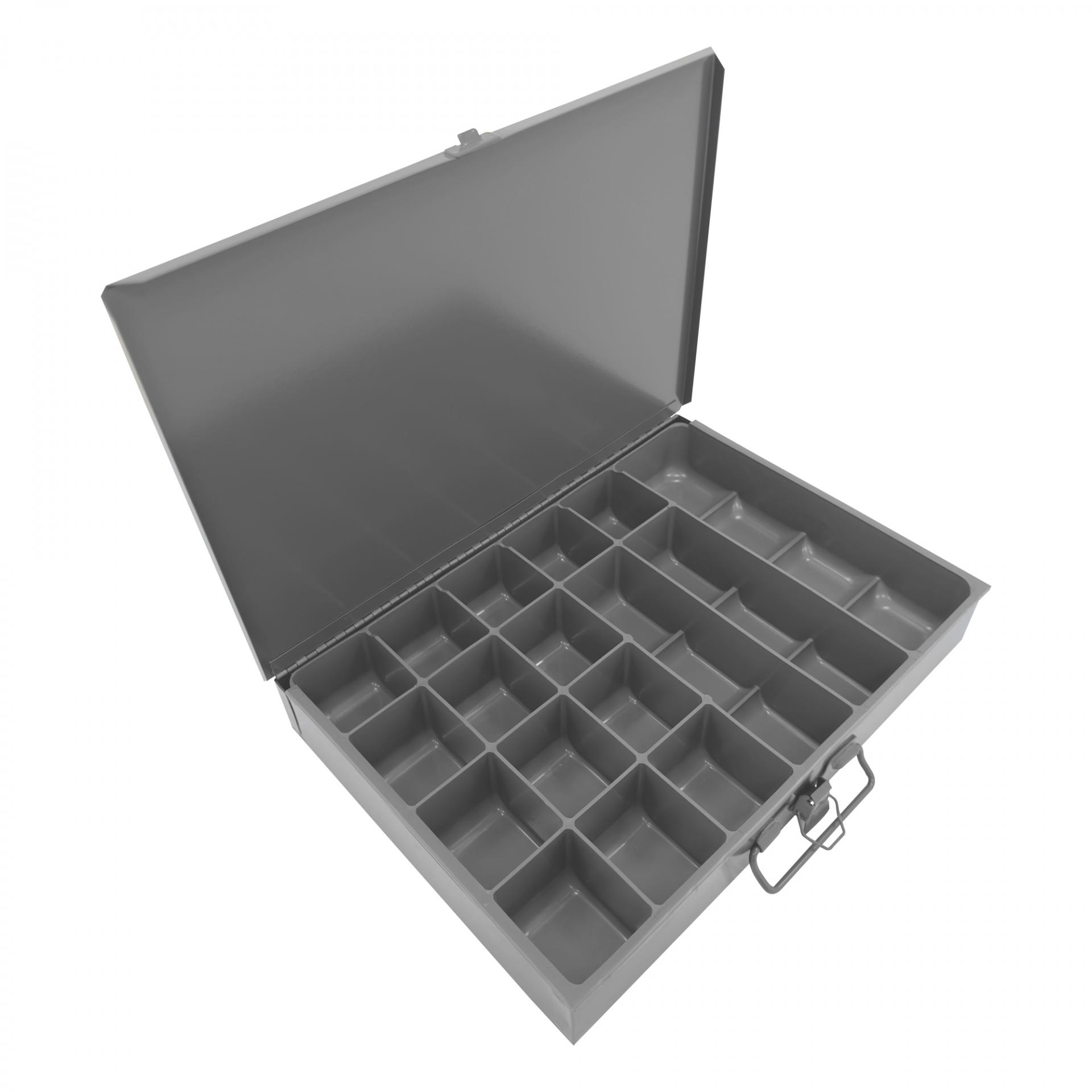 Small Steel Compartment Box, 17 Compartments, Gray